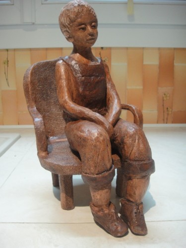 Sculpture titled "Petit Louis songeur" by Danielle Benotto, Original Artwork, Other