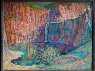 Painting titled "RED ROCKS (Norilsk)…" by Anatolii Zhamoido, Original Artwork, Oil Mounted on Other rigid panel
