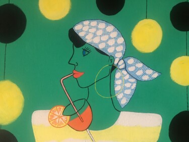 Painting titled "LA FEMME AU SPRITZ" by Daphné Barbin, Original Artwork, Acrylic