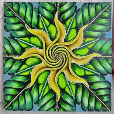 Картина под названием "solar energy mandala" - Дарья Белых, Подлинное произведение искусства, Акрил