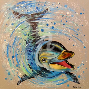 Malarstwo zatytułowany „Dolphin” autorstwa Olha, Oryginalna praca, Olej