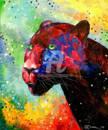 Peinture intitulée "Panther" par Olha, Œuvre d'art originale, Huile