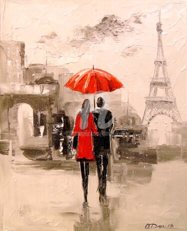 Pittura intitolato "Walking around Paris" da Olha, Opera d'arte originale, Olio