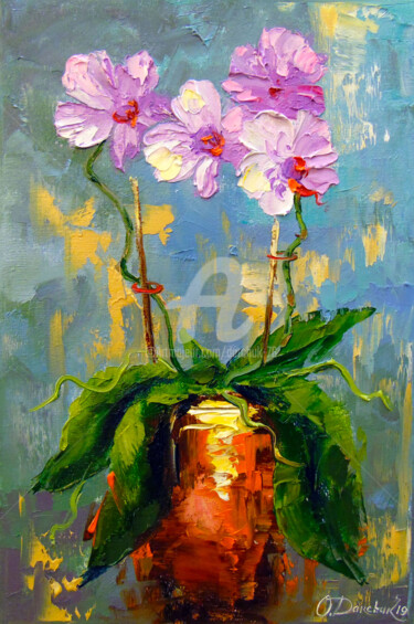 Painting titled "Orchid" by Olha, Original Artwork, Oil