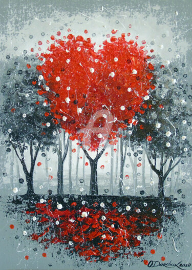 Peinture intitulée "Love tree" par Olha, Œuvre d'art originale, Huile