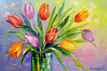 Painting titled "Bouquet of multi-co…" by Olha, Original Artwork, Oil