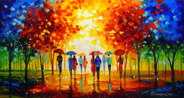 Pintura titulada "Rain still passes" por Olha, Obra de arte original, Oleo