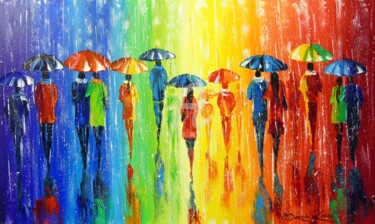 Картина под названием "If it rains , then…" - Olha, Подлинное произведение искусства, Масло Установлен на Деревянная рама дл…