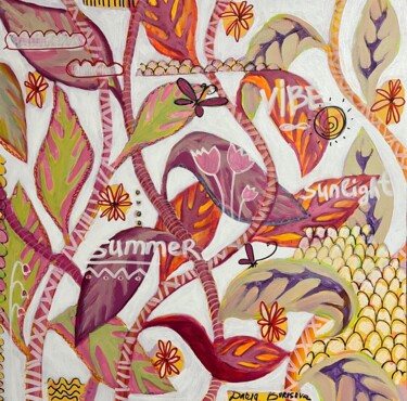 「Butterfly, 30 x 30…」というタイトルの絵画 Daria Borisovaによって, オリジナルのアートワーク, アクリル