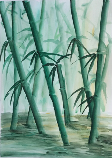 Painting titled "bamboo" by Daria Ceppelli, Original Artwork, Watercolor