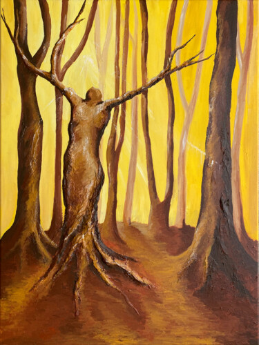 Peinture intitulée "donna albero, fores…" par Daria Ceppelli, Œuvre d'art originale, Acrylique Monté sur Châssis en bois