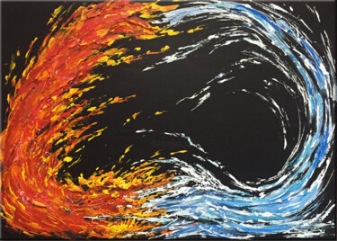 绘画 标题为“fuoco e acqua, yin…” 由Daria Ceppelli, 原创艺术品, 丙烯 安装在木质担架架上