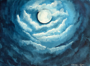 Painting titled "luna piena" by Daria Ceppelli, Original Artwork, Watercolor