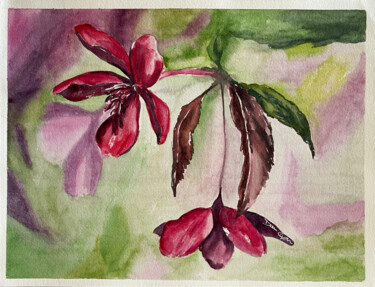 Pintura intitulada "fiori rossi" por Daria Ceppelli, Obras de arte originais, Aquarela