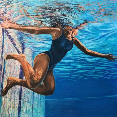 Peinture intitulée "Swimmer" par Daria Dudochnykova, Œuvre d'art originale, Huile