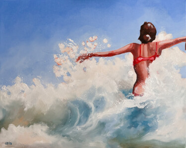 Pittura intitolato "Through the Wave -…" da Daria Gerasimova, Opera d'arte originale, Olio Montato su Telaio per barella in…