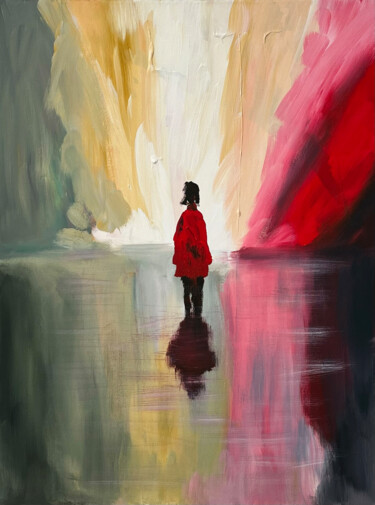 Painting titled "Red Coat" by Daria Grinko, Original Artwork, Acrylic