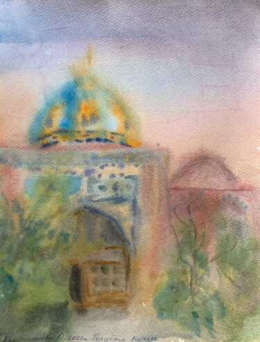 Painting titled "Вlue mosque" by Daria Kamishanova, Original Artwork, Watercolor