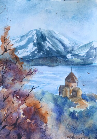 Painting titled "Autumn in Armenia (…" by Daria Kamishanova, Original Artwork, Watercolor
