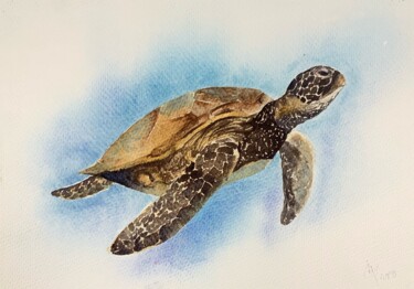 绘画 标题为“Sea turtle (2)” 由Daria Kamishanova, 原创艺术品, 水彩