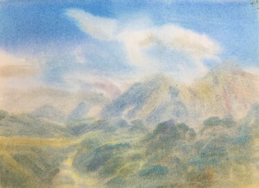 Malerei mit dem Titel "Elbrus region" von Daria Kamishanova, Original-Kunstwerk, Aquarell