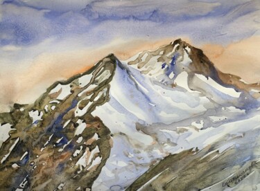 Painting titled "Aragats spring" by Daria Kamishanova, Original Artwork, Watercolor