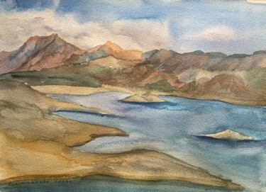 Malerei mit dem Titel "Asian Reservoir" von Daria Kamishanova, Original-Kunstwerk, Aquarell