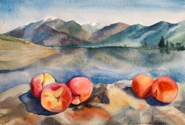 "peaches by the moun…" başlıklı Tablo Daria Kamishanova tarafından, Orijinal sanat, Suluboya