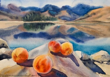 "Peaches by the moun…" başlıklı Tablo Daria Kamishanova tarafından, Orijinal sanat, Suluboya