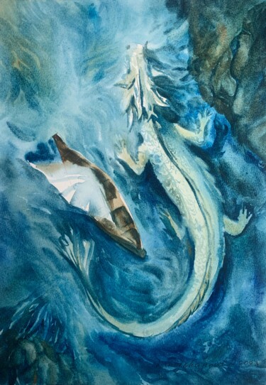 Malerei mit dem Titel "Entering the Year o…" von Daria Kamishanova, Original-Kunstwerk, Aquarell