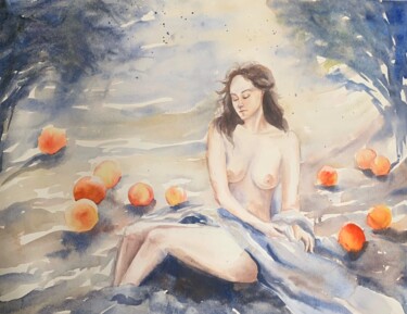 Pintura intitulada "lost soul" por Daria Kamishanova, Obras de arte originais, Aquarela
