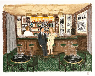 Schilderij getiteld "Ritz. Bar Hemingway" door Daria Klimenko, Origineel Kunstwerk, Pastel