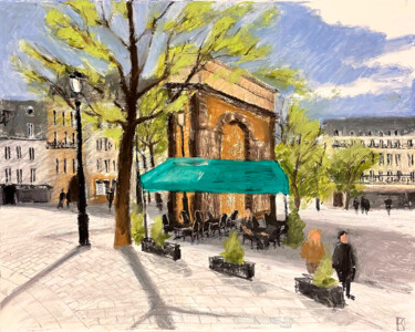 Malerei mit dem Titel "Porte Saint Denis" von Daria Klimenko, Original-Kunstwerk, Pastell