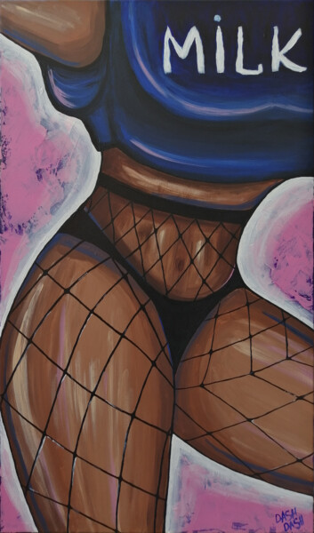 Painting titled "GIRL IN PANTYHOSE" by Daria Motovilova, Original Artwork, Acrylic