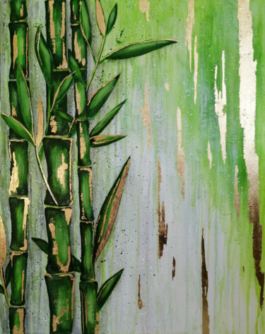 Ζωγραφική με τίτλο "Bamboo" από Daria Motovilova, Αυθεντικά έργα τέχνης, Ακρυλικό Τοποθετήθηκε στο Ξύλινο φορείο σκελετό