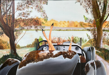 Painting titled "A moment of pleasure" by Daria Naprienkova (DashaBright), Original Artwork, Oil