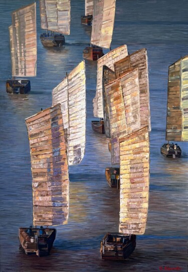 Pintura intitulada "THE EAST SAILS" por Darina Abramova, Obras de arte originais, Óleo