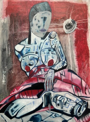 Painting titled "Kobieta 6" by Dariusz Górski, Original Artwork, Pastel Mounted on Other rigid panel