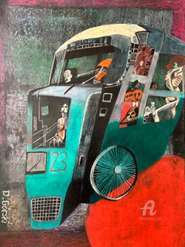Peinture intitulée "Autobus 2024" par Dariusz Górski, Œuvre d'art originale, Pastel