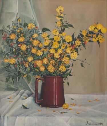 Картина под названием "Yellow flowers" - Darko Gavrilovic, Подлинное произведение искусства, Масло
