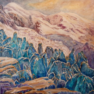 Pittura intitolato "Séracs et Mont-Blanc" da Darnal, Opera d'arte originale, Olio