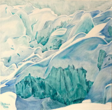 Painting titled "Neige sur glace" by Darnal, Original Artwork, Oil