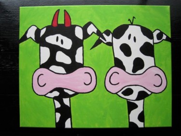 Painting titled "Twin Cows" by Darosa Children'S Art, Original Artwork, Other