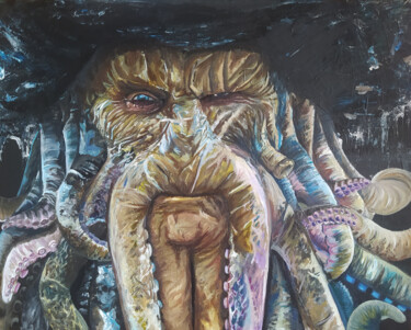 Картина под названием "Peinture Davy Jones" - Glodean Dimblon, Подлинное произведение искусства, Акрил Установлен на Деревян…