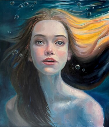 Pintura intitulada "Little Mermaid" por Darya Khus, Obras de arte originais, Óleo