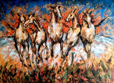 Peinture intitulée "Dancing in the fire" par Datis Golmakani, Œuvre d'art originale, Acrylique