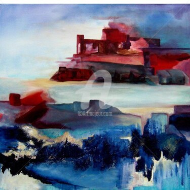 Painting titled "chateau rouge" by Noëlle Dauby, Original Artwork