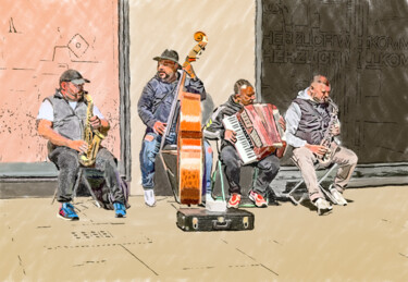 Artes digitais intitulada "Gypsy Jazz" por Dave Collier, Obras de arte originais, Pintura digital