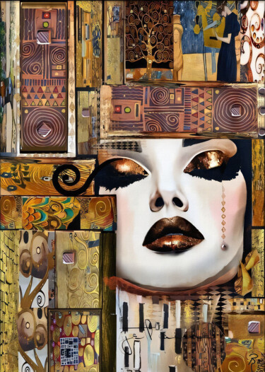 Digitale Kunst mit dem Titel "Nouveau Inspired Ab…" von Dave Warren Rockir, Original-Kunstwerk, Digitale Collage