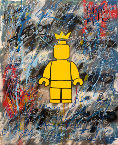 Painting titled "King Lego" by David Bascuñana, Original Artwork, Acrylic Mounted on Wood Stretcher frame